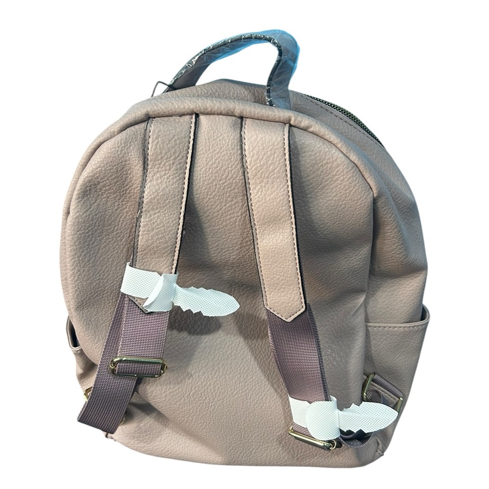 London Fog Eldie Pebble Backpack Mauve Faux Leather NWT - Picture 2 of 9